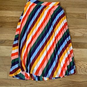 Forever21 pleated rainbow striped midi skirt